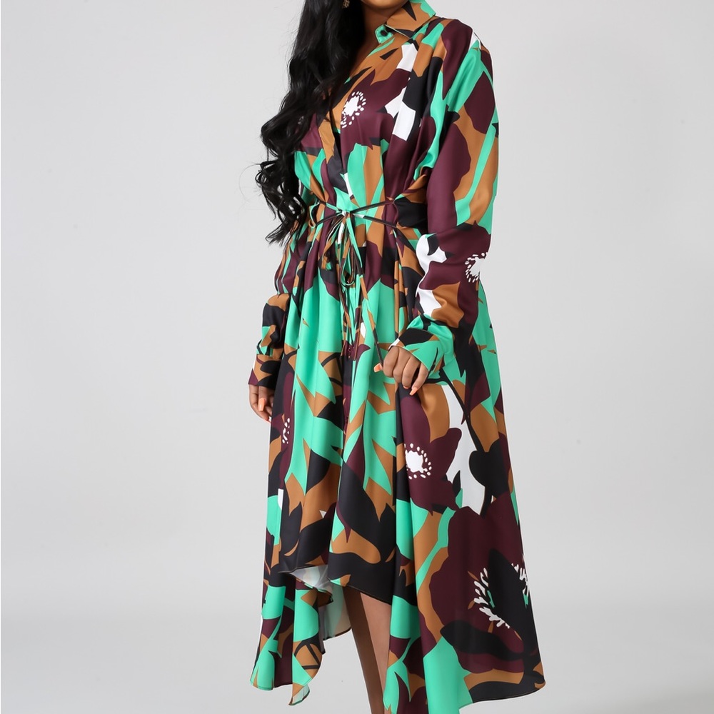 🌟HP🌟Dani Green & Brown Long Sleeve Dress👗 - Picture 14 of 15